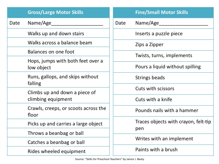 Motor skills examples