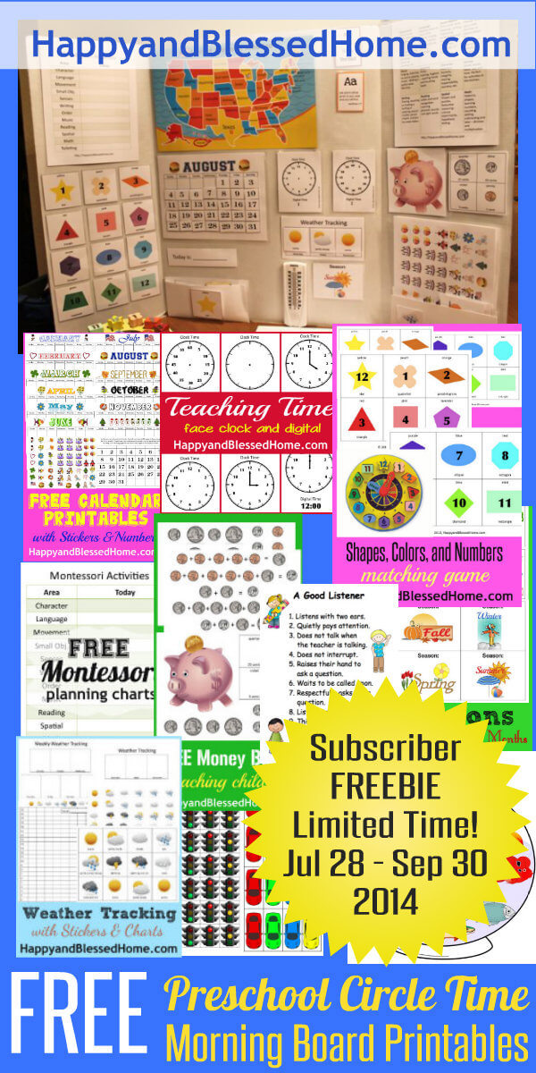 FREE Preschool Circle Time Morning Board Printables