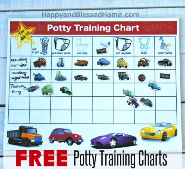 10 Potty Training tips that work with FREE Potty Training Charts and