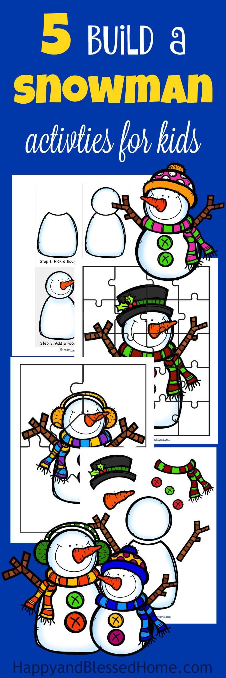 FREE 5 Build a Snowman Activities Printable Pack - Happy and Blessed Home